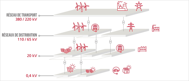 Structure réseaux de transport et de distribution de l'électricité